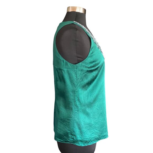 Antonio Melani Silk Emerald Green Top Rhinestone Beading MED Fairy Mystical Glam - Picture 2 of 7